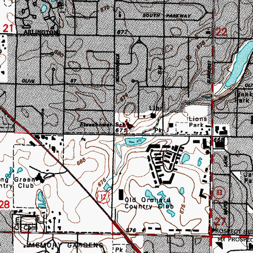 Topographic Map of Dwight D Eisenhower Elementary School, IL