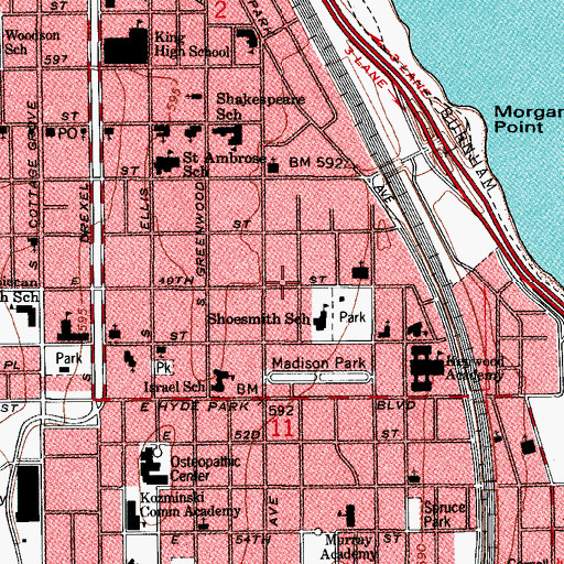 Topographic Map of Elijah Muhammad House, IL