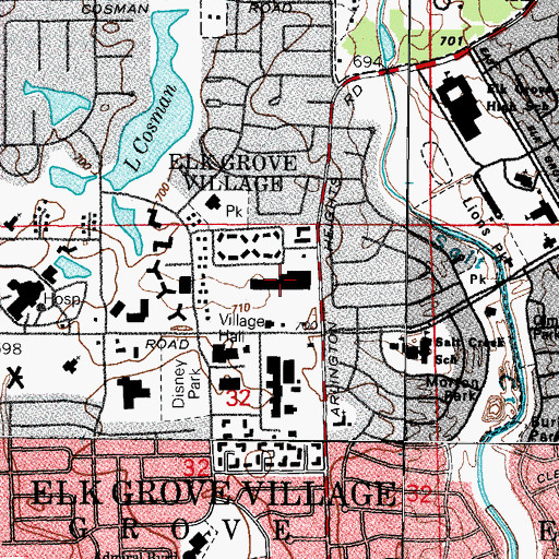 Topographic Map of Elk Crossing Shopping Center, IL