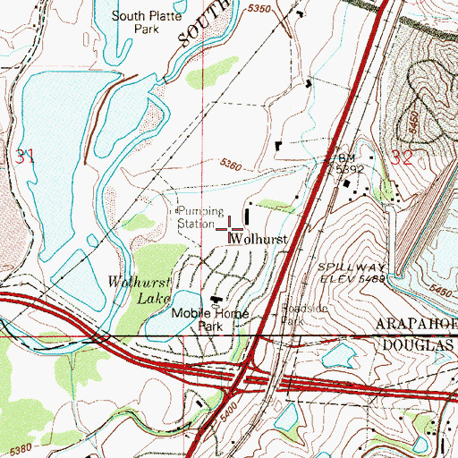Topographic Map of Wolhurst, CO