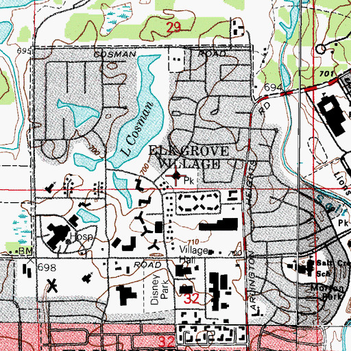 Topographic Map of Elk Grove Township Community Center, IL