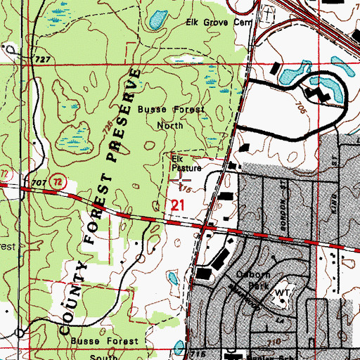 Topographic Map of Elk Pasture, IL