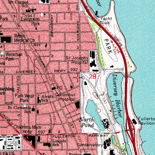Topographic Map of Elks National Memorial Building, IL