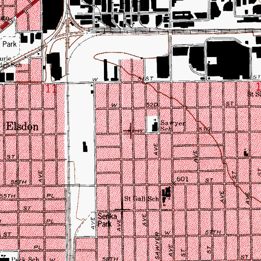 Topographic Map of Elsdon United Methodist Church, IL