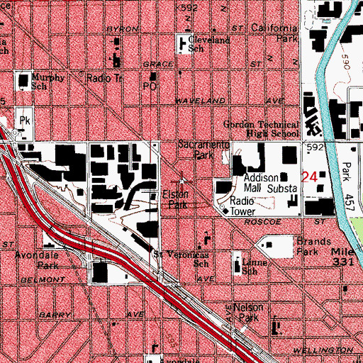 Topographic Map of Elston Park, IL