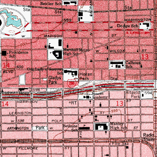 Topographic Map of Emanuel Church of God in Christ, IL
