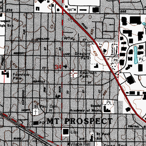 Topographic Map of Emerson Park, IL