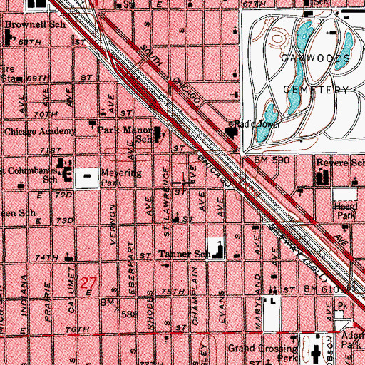 Topographic Map of Emmanuel Community Church, IL