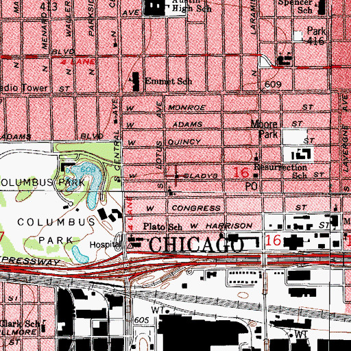 Topographic Map of Emmaus Lutheran Church, IL