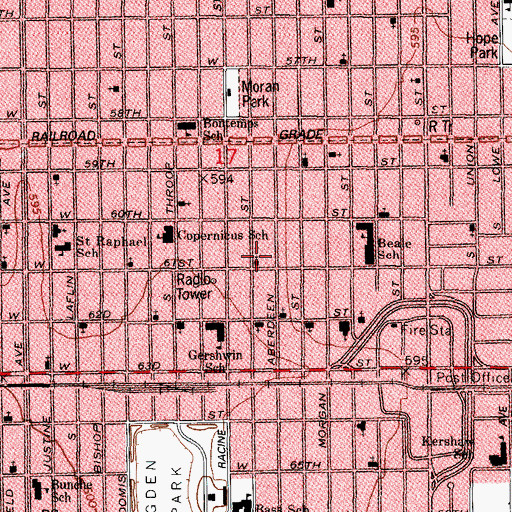Topographic Map of Englewood Church of God, IL