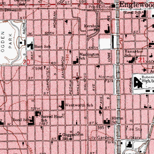 Topographic Map of Englwood Mennonite Church, IL