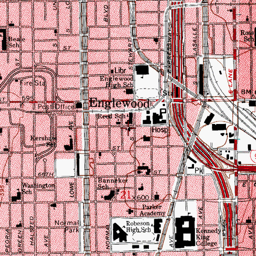 Topographic Map of Englewood United Methodist Church, IL