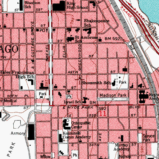 Topographic Map of Enos Barton House, IL