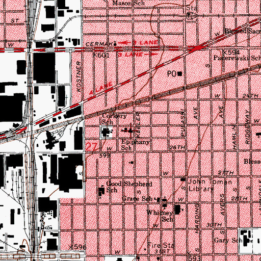 Topographic Map of Epiphany Roman Catholic Church, IL