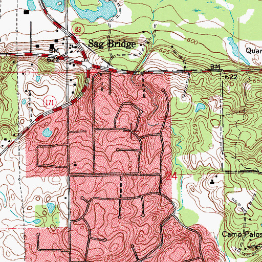 Topographic Map of Equestrian Woods, IL