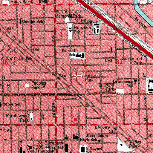 Topographic Map of Erhler Park, IL