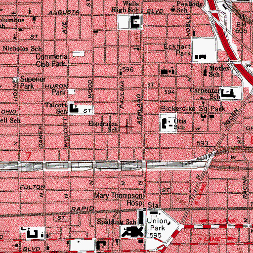 Topographic Map of Esperanza Elementary School, IL