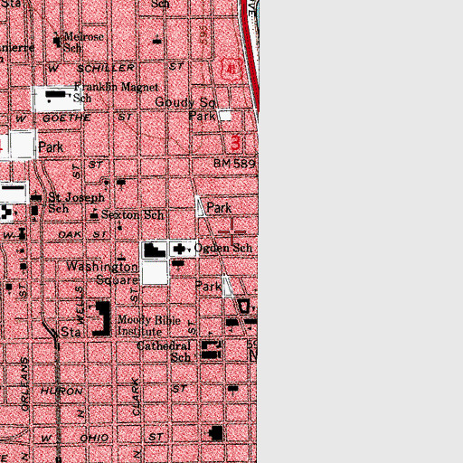 Topographic Map of Esquire Theatre, IL