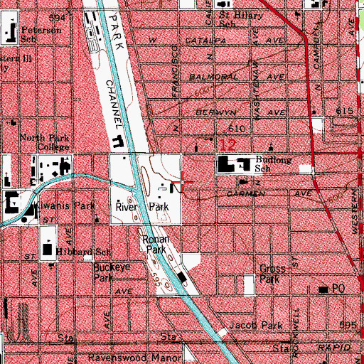 Topographic Map of Evangelical Covenant Church, IL
