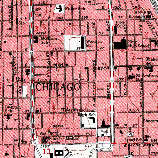 Topographic Map of The Evangelical Mission, IL