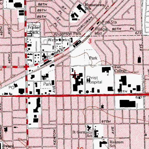 Topographic Map of Evangelical School of Nursing, IL