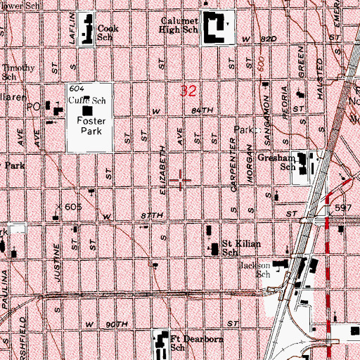 Topographic Map of Evangelist Temple, IL