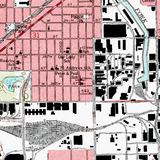 Topographic Map of Evergreen Academy, IL