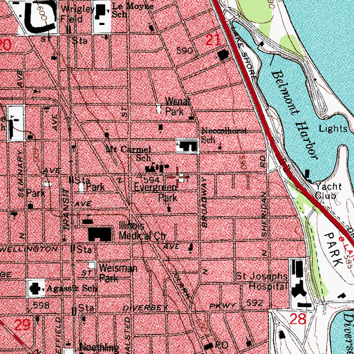 Topographic Map of Evergreen Park, IL
