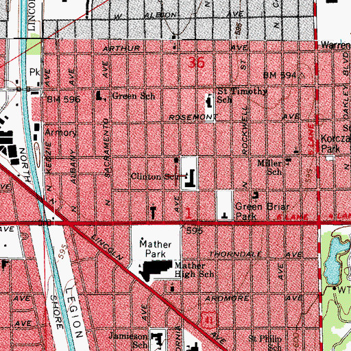 Topographic Map of Bais Yaakov School, IL