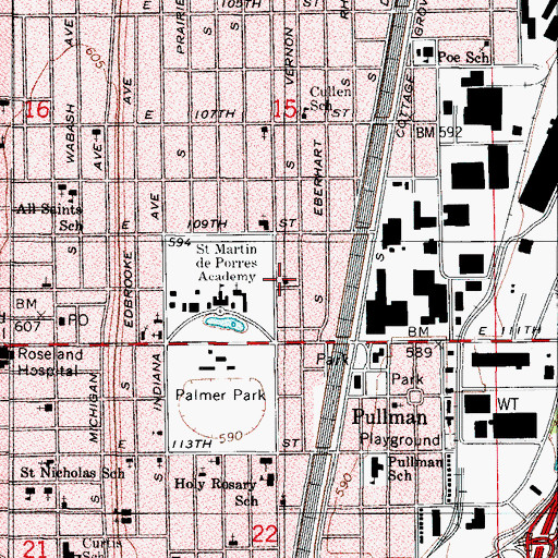 Topographic Map of Beacon Holy Nazarene Church, IL