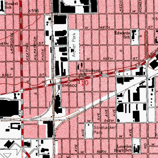 Topographic Map of Beautiful Saviour Evangelical Lutheran Church, IL