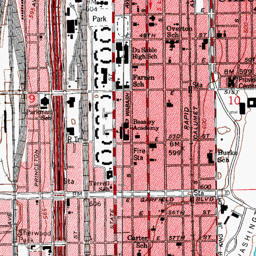 Topographic Map of Beasey Academy, IL