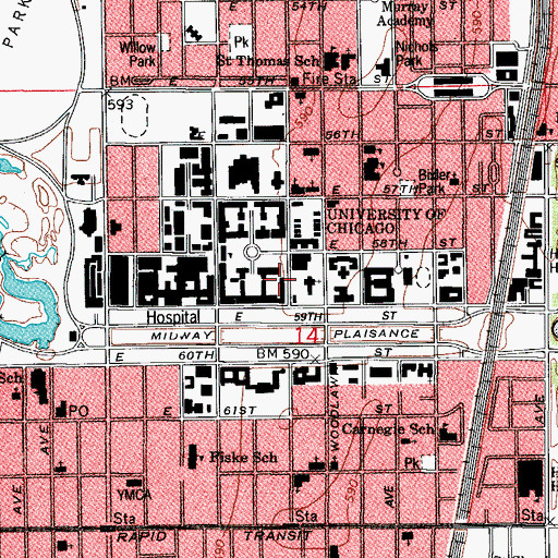 Topographic Map of Beecher Hall, IL