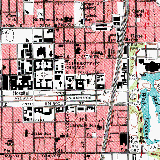 Topographic Map of Belfield Hall, IL
