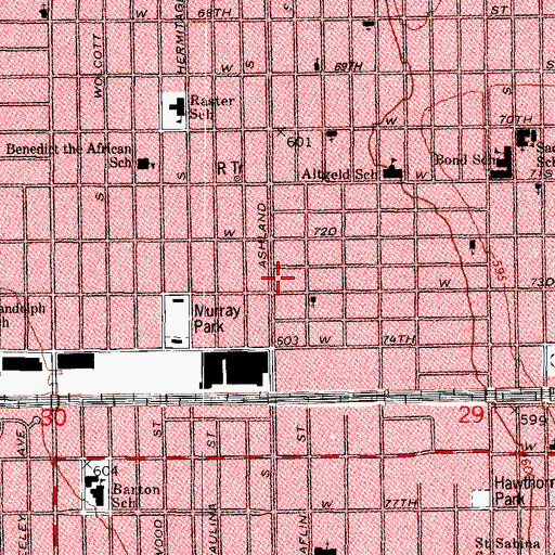 Topographic Map of Beulah Land Church of God in Christ, IL