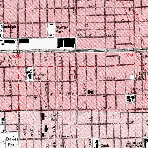 Topographic Map of Beulah Mission Full Gospel Church, IL