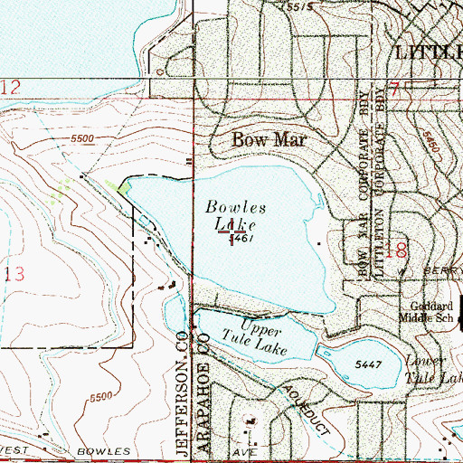 Topographic Map of Bowles Lake, CO