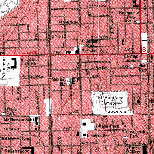 Topographic Map of Bethany United Methodist Church, IL