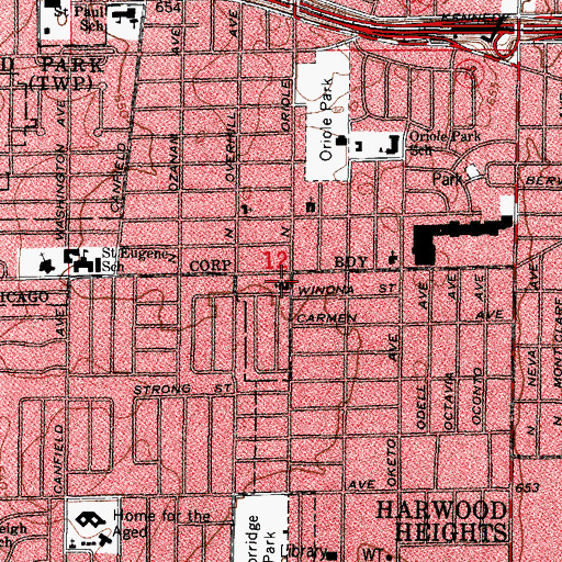 Topographic Map of Bethel Community Church, IL