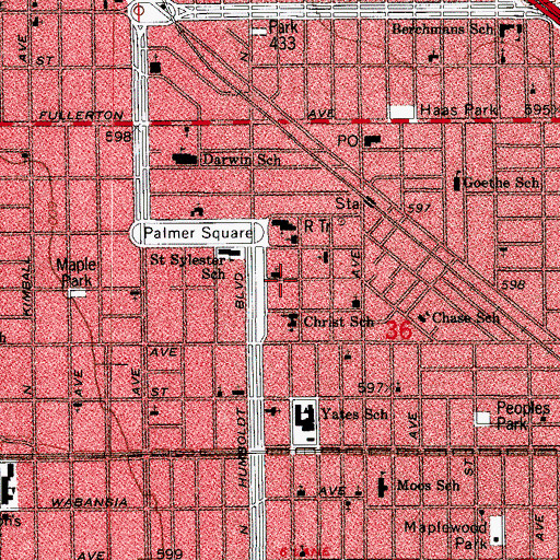 Topographic Map of Bethel Lutheran Church, IL