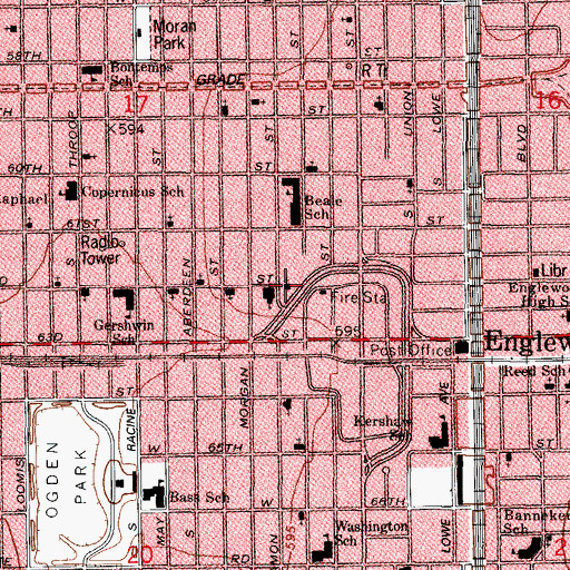 Topographic Map of Bethel Lutheran Church of Englewood, IL