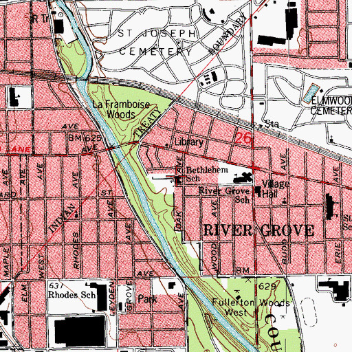 Topographic Map of Bethlehem School, IL
