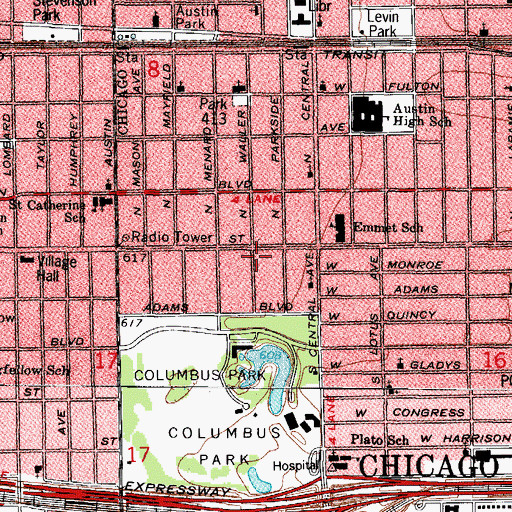 Topographic Map of Bethlehem Unity Missionary Baptist Church, IL