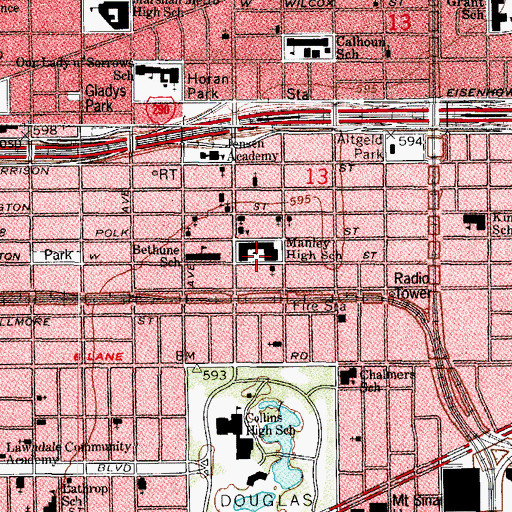 Topographic Map of Bethune School, IL