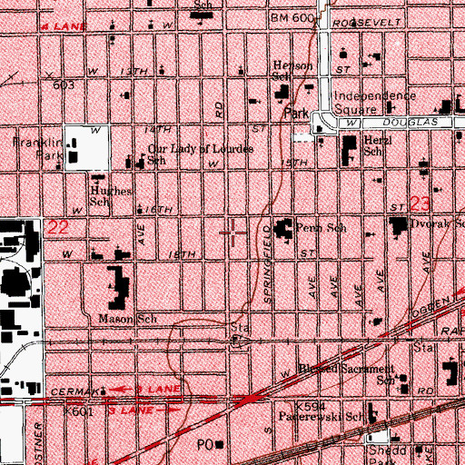 Topographic Map of Beverly Temple Church of God and Christ, IL