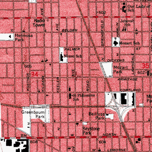 Topographic Map of Bible-Way Pentecostal Church, IL