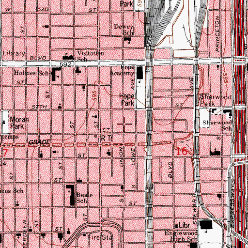 Topographic Map of Bishop G B Pickens Memorial Temple Church of God in Christ, IL