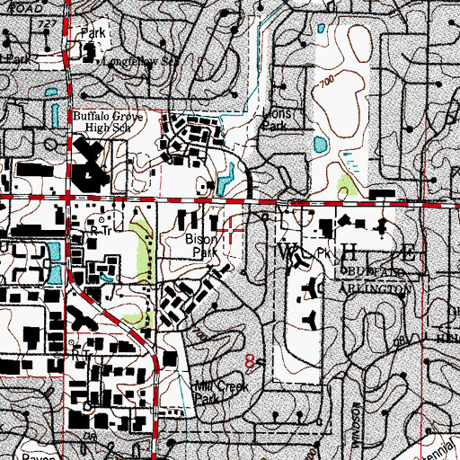 Topographic Map of Bison Park, IL