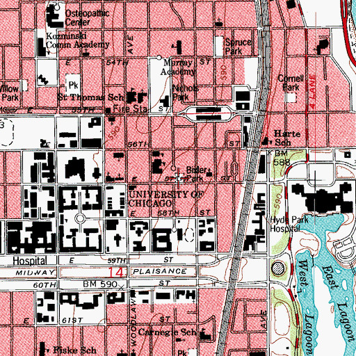 Topographic Map of Bixler Park, IL