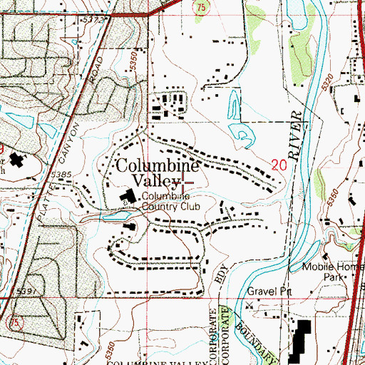 Topographic Map of Columbine Valley, CO